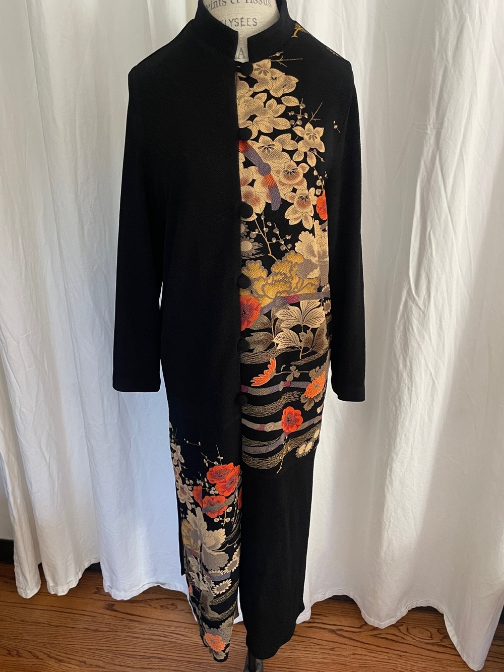 Vintage Connie Moon-Light Floral coat duster, shacket bohemian chinoiserie Sz M